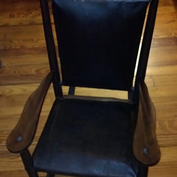 Child's Wood and Leather Rocking Chair