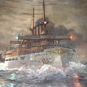 I found this painting of the USS Connecticut, by Fred Pansing. anybody know anything about it? - Folk Art