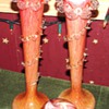 Bohemian Butterscotch Vases with Applied Rigaree
