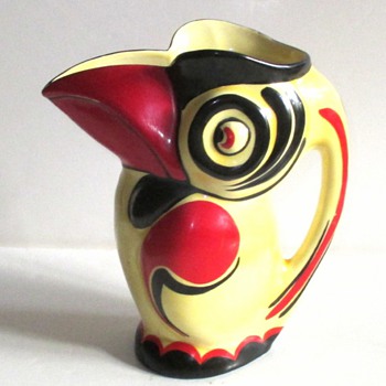 CZECH DECO DITMAR-URBACH POTTERY TOUCAN JUG - Art Pottery