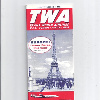 TWA MAPS, BROCHURE, POSTCARD AND FLIGHT SOCKS      