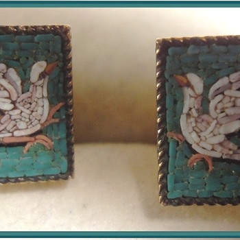 Micro Mosaic Doves Pair of Ladies Cufflinks - Fine Jewelry