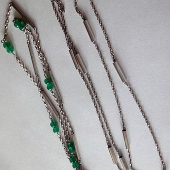 Two long Silver ART DECO necklaces