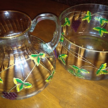 Crystal pitcher and bowl - Art Glass