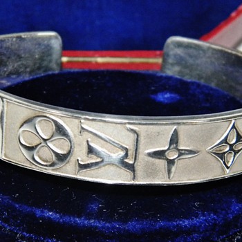 Vintage Louis Vuitton Sterling Silver Bangle Cuff Bracelet Hallmarked