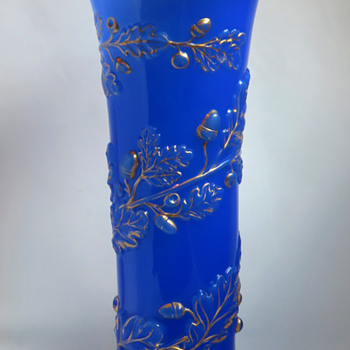 Baccarat Molded Opaline vase in an Unusual Decor - Art Glass