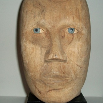 Handmade Folk Art Mannequin Head with Moving Eyes collection Jim Linderman - Folk Art