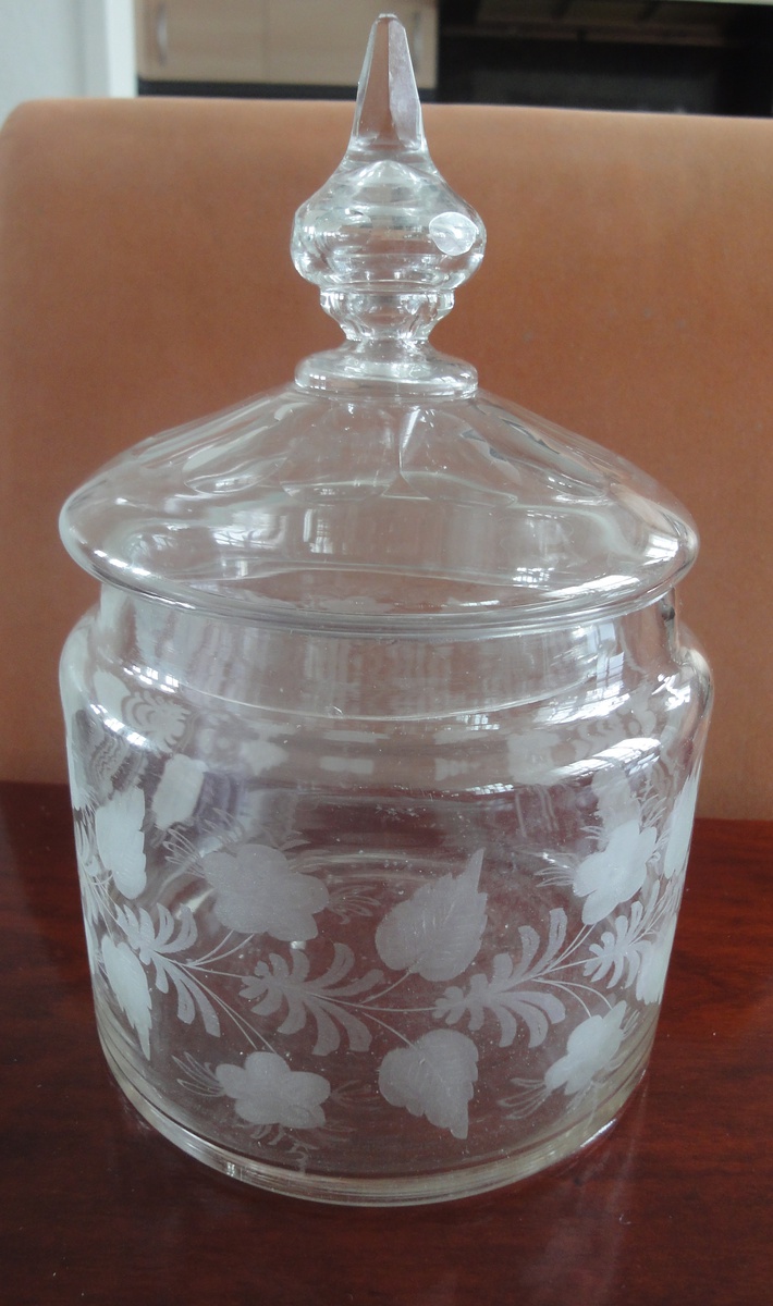 Antique Etched Glass Biscuit Jar Collectors Weekly