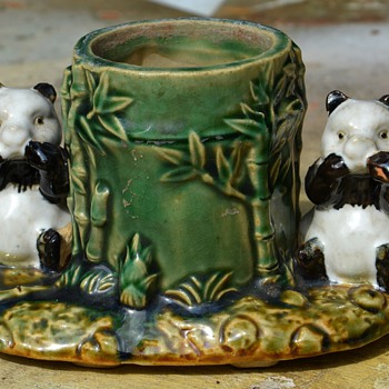 Panda Bear Pen Holder? Majolica? - Animals