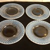 STUNNING SET OF 4 FENTON FRENCH OPALESCENT HOBNAIL PLATES [NEVER USED]