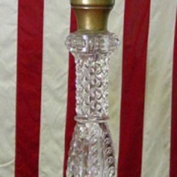 Extra Tall Pattern Glass Oil Lamp (E. Miller w/ Apollo Duplex) - Lamps