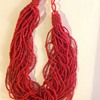 30 Strand Vintage Coral Color Hand Woven Necklace