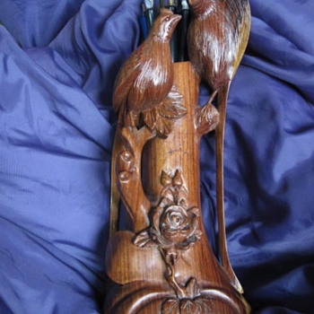 Lovebird Carved Wooden Vase