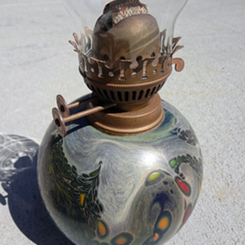 Duplex burner with an art glass base - Lamps