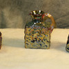 Rare Pilgrim Glass iridized hand mould blown applied handles.