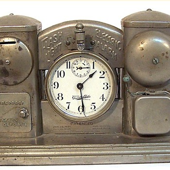 Darche Mfg. Alarm Clock Bank Pat. 1889 ~ 1908 - Clocks