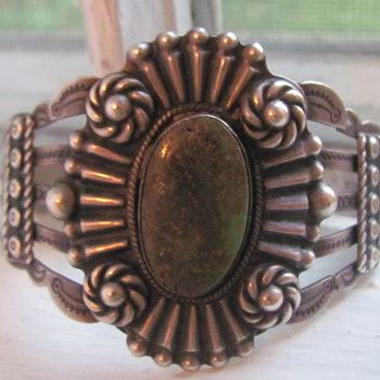 Silver Products coin silver Native American cuff bracelet