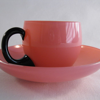 LOETZ  Pink Glass Tango Cup and Saucer Czechoslovakia - Art Glass