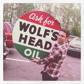 36" Wolf's Head Oil - Double Sided Tin - Signs