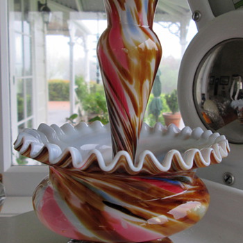 BOHEMIAN SPATTER GLASS EPERGNE - Art Glass