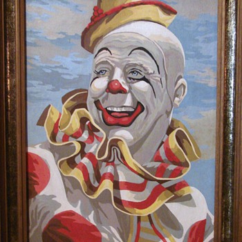 Vintage Clown Paint By Number - Posters and Prints