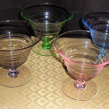 Set of four colored desert glasses 4 1/2" - Glassware
