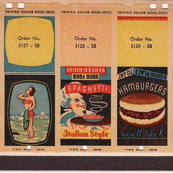 Salesman Sample Cardstock Pages for Matchcovers circa 1940 (?) Collection Jim Linderman Dull Tool Dim Bulb