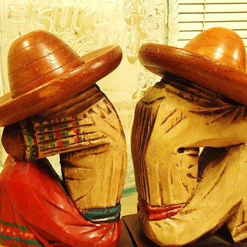 Mexican (Pixies), for Phil! pre 1950's wood carved Bookends! and Super Agua Bottle!