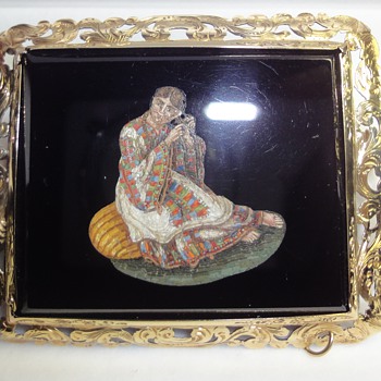 Fantastic Micro Mosaic brooch depicts a lady in Folk Dress - Fine Jewelry