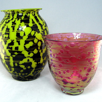 Loetz Yellow with Black vase - Art Glass