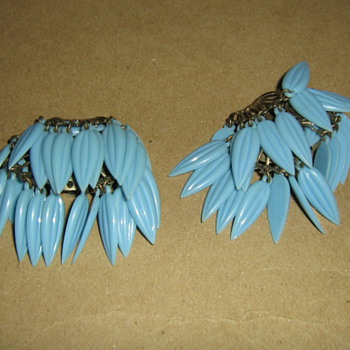 50's-60's plastic earclips - Costume Jewelry