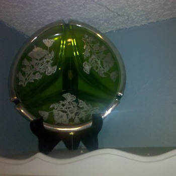 Colored Glass ashtrays 1970?with silver-inlay - Art Glass