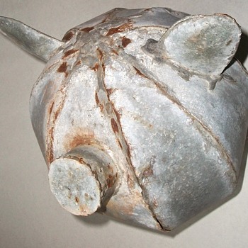 Galvanized Steel handmade head of a Pig Folk Art - Folk Art