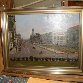 WPA 1935 Painting: 'View from south plaza of Treasury, looking north' by Dorsey Doniphan 