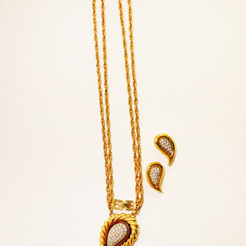 Vintage Givenchy Rhinestone Paisley Demi Parure