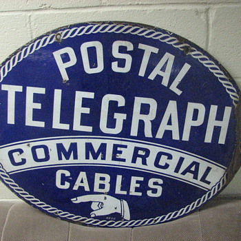 Postal Telegraph Commericial Cables Office Sign