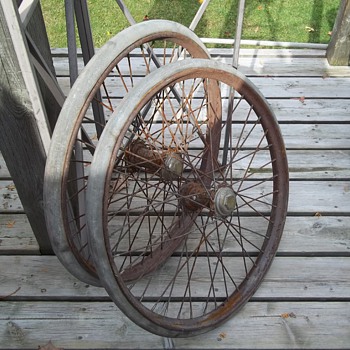 Automobile Steel rims wire spoke heavy wheels brass grease caps - Tools and Hardware