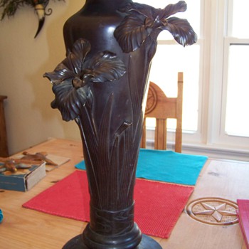 Bronze or Copper Umbrella or Cane Stand with Lily or Iris flower?