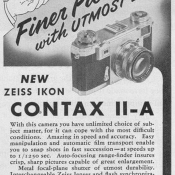 1951 - Zeiss Contax II-A Camera Advertisement