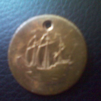 one sided coin with boat, maybe 193-ish - World Coins
