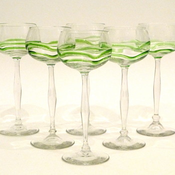 Hans Christiansen "Liane" Theresienthal jugendstil wine glasses - Art Nouveau