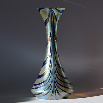 Variant of Kralik Blue on Gold Vase - Art Glass