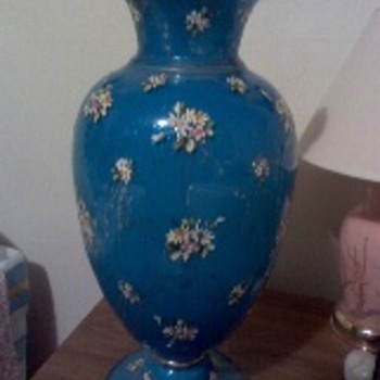 Bohemian Hand Painted Vase - Art Glass