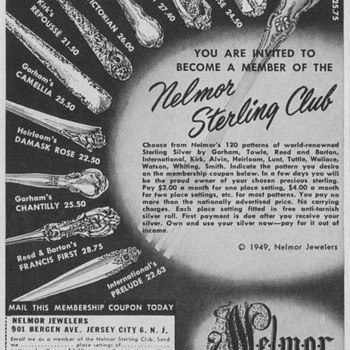 1950 Nelmor Jewelers Sterling Club Ads