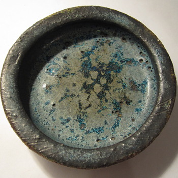 Blue Lava Glaze Small Low Bowl - Art Pottery
