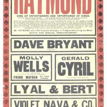 "The Great Raymond" Original 1919 Hippodrome Broadside