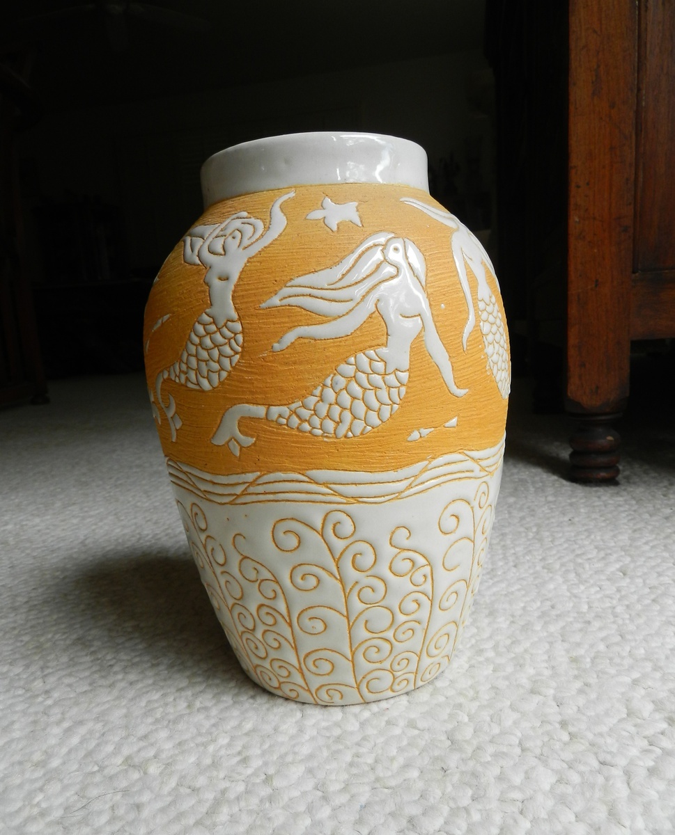2nd Incised Studio Art Pottery Vase Marked Collectors Weekly