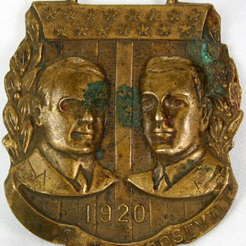 1920 High Relief Roosevelt Cox Political Campaign Jugate Watch Fob - Pocket Watches