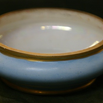 little blue bowl with gold