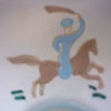 Porcelain Bowl,  Handpainted Figure of Arab on Horse with Sword.  Faience? Any Guesses?